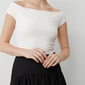 Ann Taylor White Off-Shoulder Top
